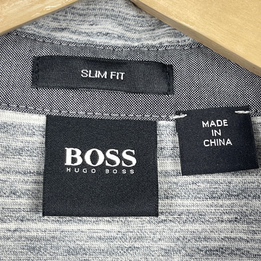 Hugo BOSS Men's Gray Polo Shirt Slim Fit size Large heather grey - Picture 8 of 11